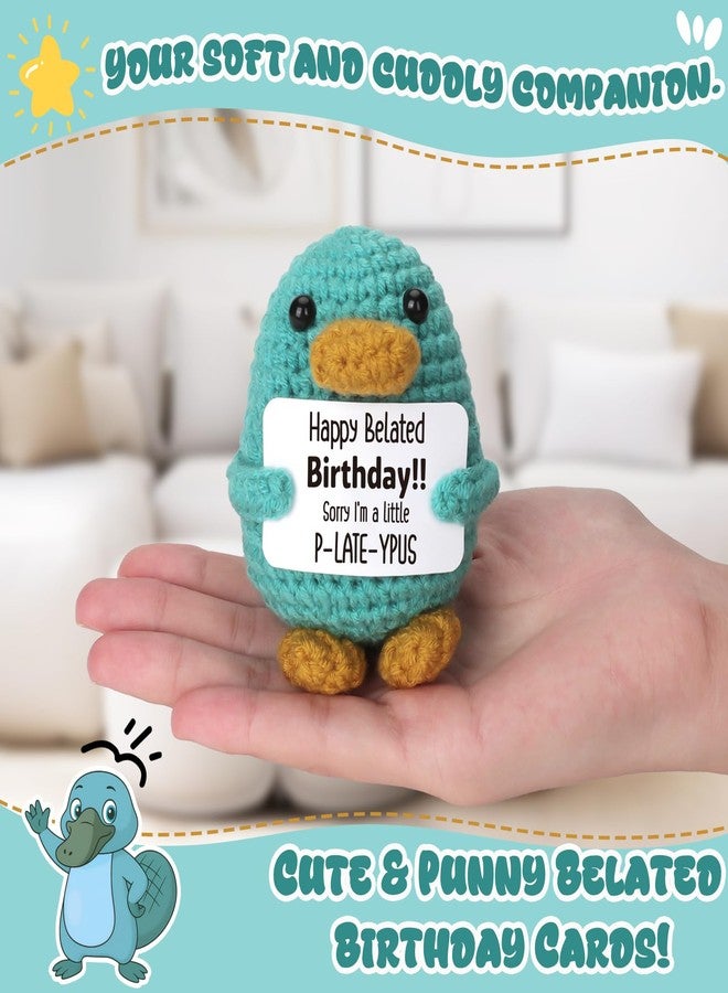 Frabaca Funny Belated Birthday Gift for Women Men - Mini Handmade Crochet Platypus Plush with Humorous Message Card, Cute Gag Gift for Best Friends, Family & Coworkers, Unique Late Birthday Present - Image 2